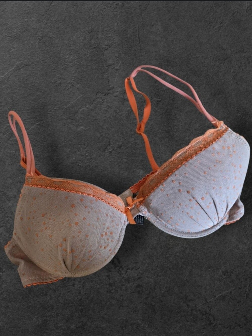 🤎 Tan & Orange Polka Dot Underwire Bra - Dereon